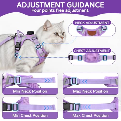 Cat Harness and Leash Set with AirTag Holder, Upgraded Escape Proof Adjustable Vest with Lead for Large Cat Small Dog Pupp...