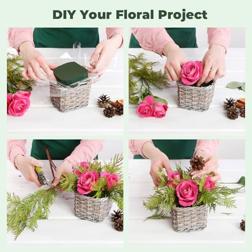 Upgraded 6 Pack Floral Flower Foam Blocks, Green Plant Foam for Flower Arrangements, Wet & Dry Florist Foam Styrofoam for ...