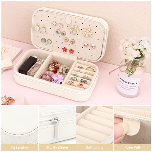DesignSter Travel Jewelry Box, PU Leather Portable Jewelry Case, Small Jewelry Boxes for Gifts, Travel Jewelry Organizer f...