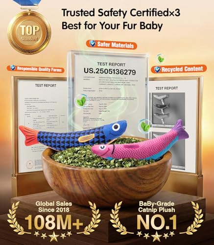 PetBusy Cat Toys with[5000mg A+Natural Catnip &Silvervine] [Baby Grade] Interactive Soft Chew Kicker Cat Toys for Indoor C...