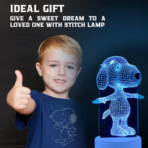YARRD Dog Animal 3D Lamp Night Light Touch Table Desk Lamps 7 Color Changing Lights with Acrylic Flat & ABS Base & USB Cha...