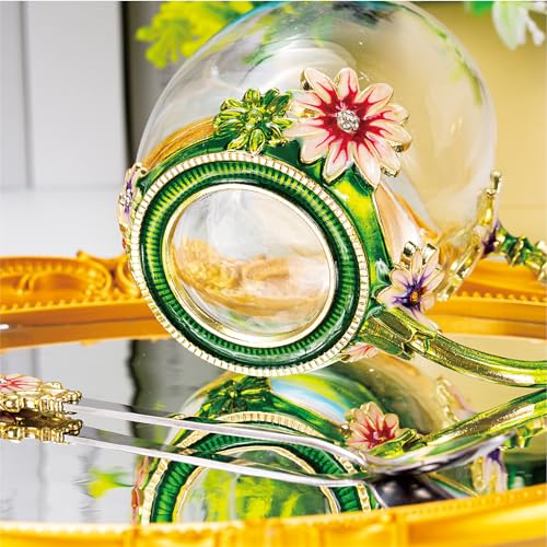 Flower Tea Cup ,Daisy Flower Clear Glass Fancy Coffee Cup with Spoon,Gift Box for Her Mom Wife Grandma Girls Friends Valen...