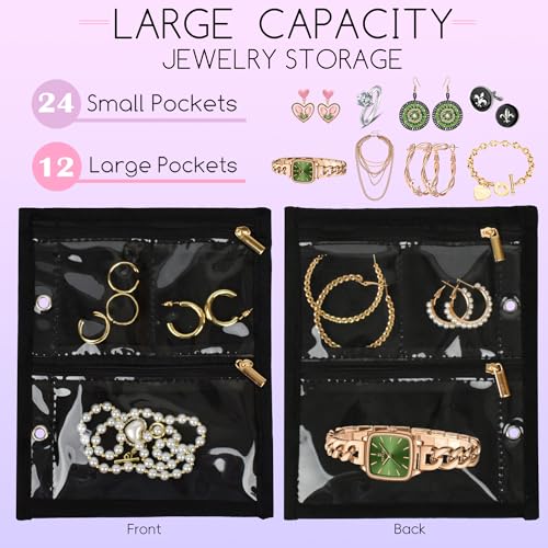 LingLingo Travel Jewelry Organizer Case,Jewelry Bags Jewelry Storage Book Binder with Clear Zipper Velvet Pouch for Travel...
