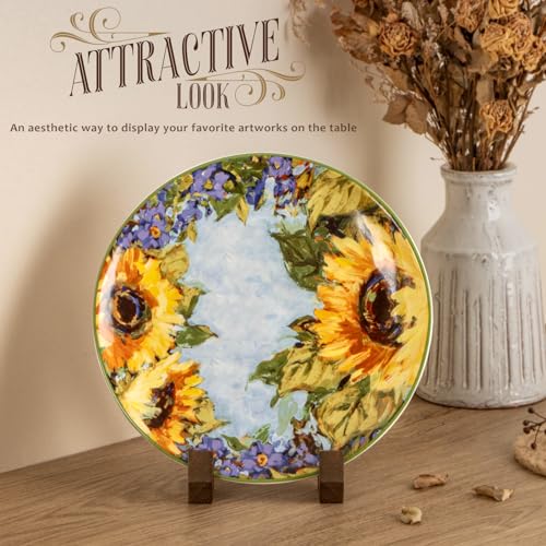 ANBOXIT Plate Display Stand, 6 Inch Plate Holder for Displaying, Decorative Picture Frame Dish Photo Plaque Platter Wood S...
