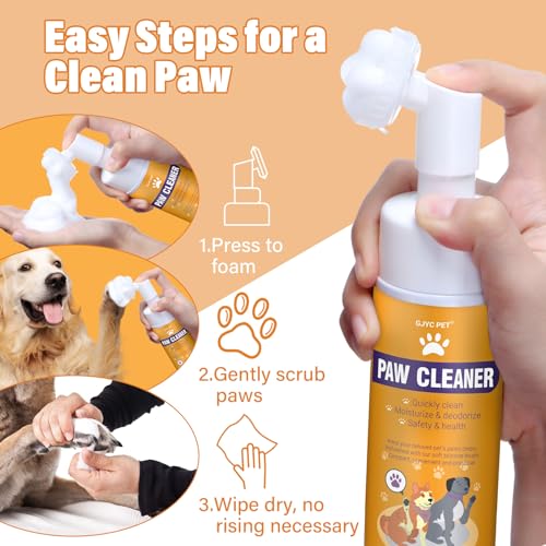 GJYC PET Paw Cleaner for Dogs and Cats,Magic Foam - Clean Paws No-Rinse Foaming Cleanser-Dry Shampoo, Foot Cleaner Brush -...