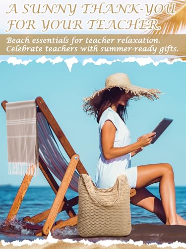 Hahafelt 2 Pcs Crochet Tote Bag and Turkish Beach Towel for Women Summer Vacation Gift Set Beach Mesh Tote Bag Aesthetic B...