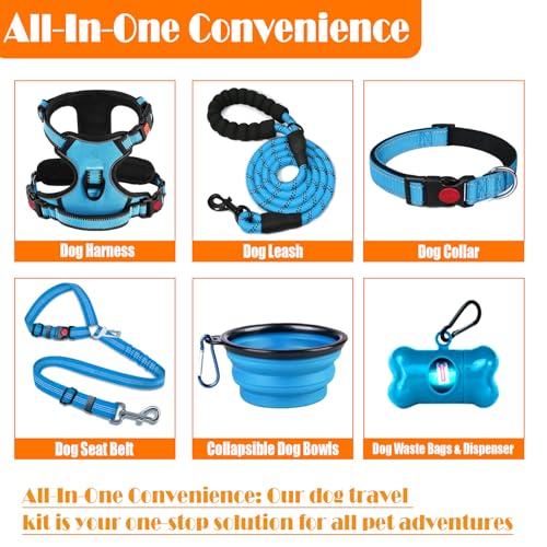 LOBEVE No Pull Dog Harness, Collar & Leash Set | Includes Dog Seat Belt, Collapsible Bowls & Poop Bag Dispenser. Ideal for...
