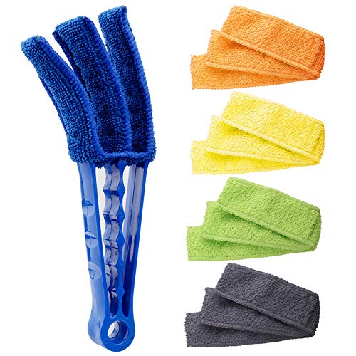 Hiware Window Blind Cleaner Duster Brush with 5 Microfiber Sleeves - Blind Cleaner Tools for Window Shutters Blind Air Con...