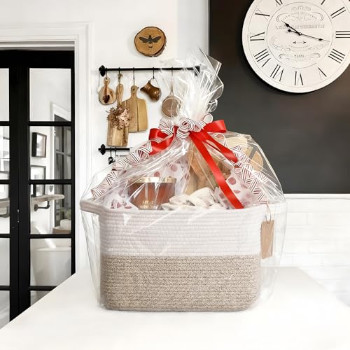 Goodpick Woven Storage Basket, Cotton Rope Basket for Dog Toys, Books, Stylish Gift Basket with Handles, 13 x 10 x 9 Inche...