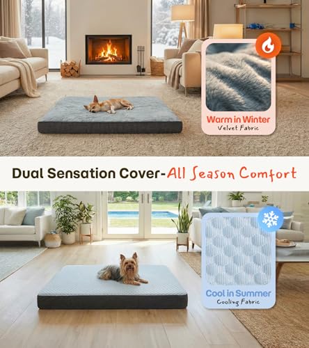 Wagora Dog Bed for Crate, Extra Large Cooling Mat for Dogs, Waterproof Dog Bed with Dual Surface Removable Washable Cover...