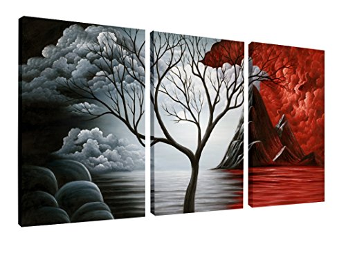 Wieco Art The Cloud Tree 3 Panels Modern Giclee Canvas Prints Artwork Abstract Seascape Paintings Reproduction Sea Beach P...
