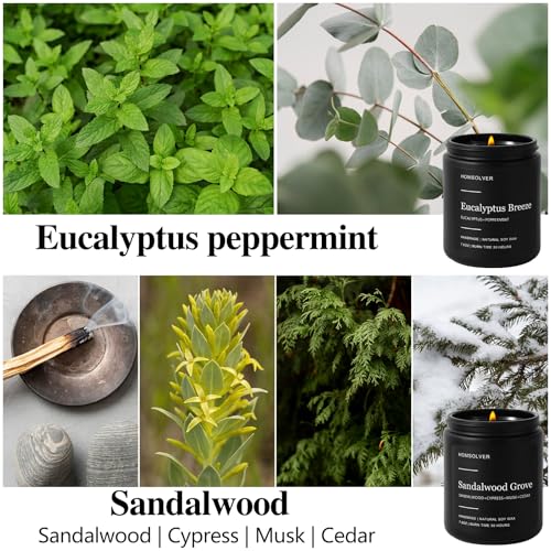 Homsolver Set of 4 Scented Candles for Home Decor, Candle Gifts for Dad Men Him, 200Hours Burn Tine, Vanilla, Lavender, Sa...