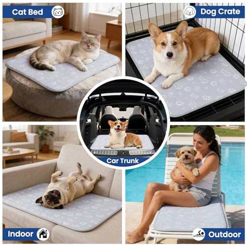 SUPRIY Dog & Cat Cooling Mat with Bandana - Pet Cooling Pad & Pet Scarf Set for Summer(QMAX>0.4) for Pet in Summer, Washab...
