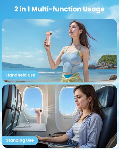 Gaiatop Portable Handheld Turbo Fan, 1-100 Adjustable High Speeds, 3-20Hrs Cooling Times, 4800mAh USB Rechargeable Portabl...