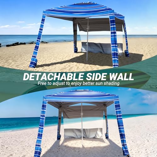 Aomifunny 8'x8' Beach Cabana, UPF 50+ Large Beach Canopy with Side Wall, Easy Setup Pop Up Sun Shelter, Adjustable Height...