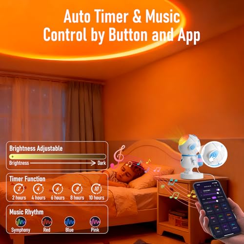 XEBKOR Astronaut Sunset Lamp Projector - 720° Magnetic Rotating RGB LED Night Light, 16M Colors Smart APP Control, Aesthet...