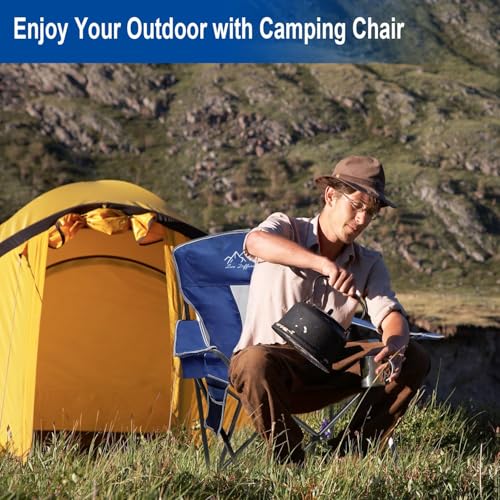 SAILARY Camping Chairs for Adults Heavy Duty 400lbs Capacity, 2 Pack Folding Chair with Large Anti-Sink Feet & Cup Holder,...