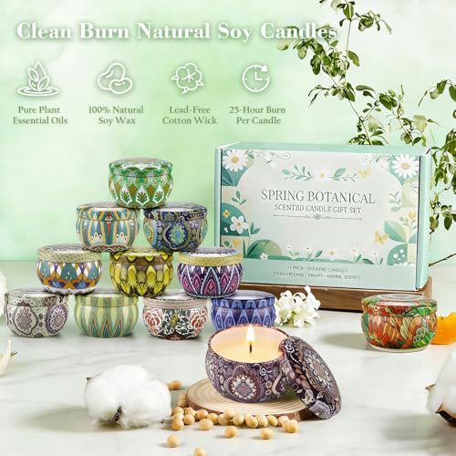 Scented Candle Gift Set - 12 Pack Candles for Home Scented, 300-Hour Long-Lasting Soy Wax Aromatherapy Candles with Lead-F...
