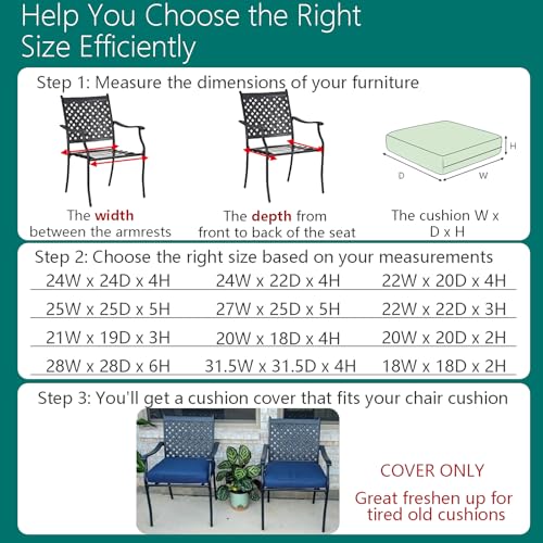 FLYMEI Patio Cushion Covers 24x24x4 Waterproof Outdoor Cushion Cover Replacement 2Packs Outdoor Seat Cushion Slipcover for...