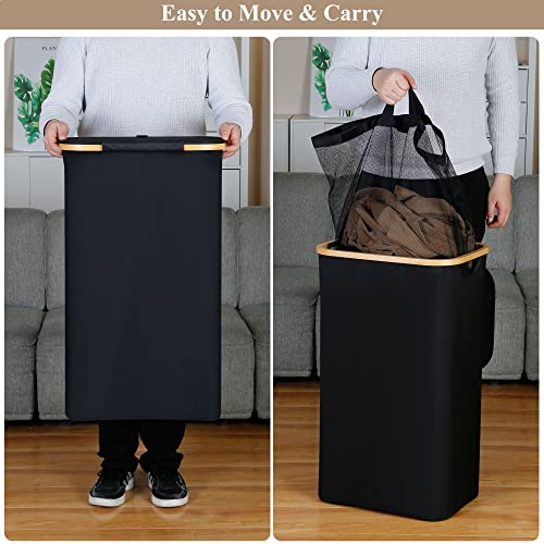 iEGrow Laundry Hamper with Lid, 110L Large Laundry Hamper with Handle and Lid, Collapsible Clothes Basket Organizer with R...
