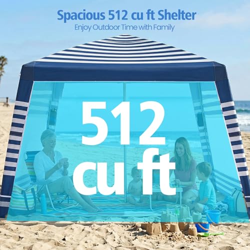 NORTHSKY Beach Cabana 8×8FT, Beach Canopy with 2 Pcs Side Wall,Beach Tent Sun Shelter,Easy Setup UPF 50+ Sun Shelter with ...