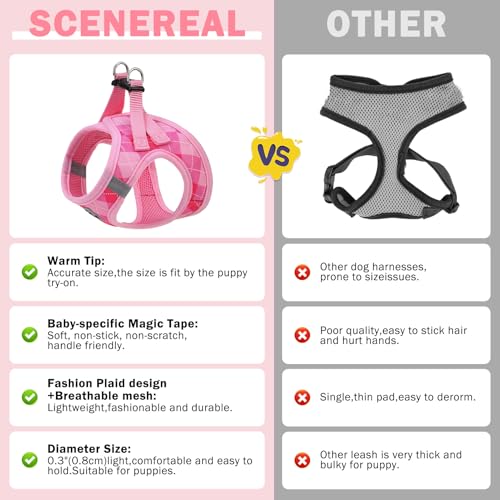 SCENEREAL Small Dog Harness and Leash Collar Set, Step in No Pull Soft Mesh Dog Harnesses for Small Medium Sized Dogs Pupp...