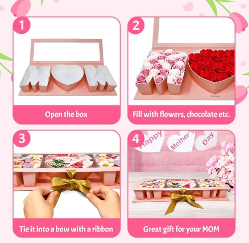 Empty Mom Flower Gift Box Mother's Day Floral Arrangement Letter Shaped Cardboard Fillable Box Chocolate Gifts Packaging f...