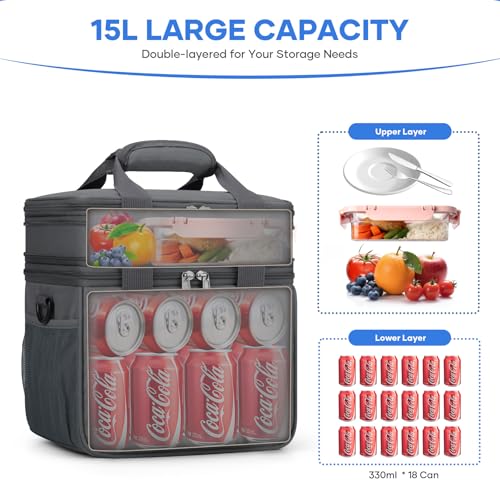 RealCool Lunch Bag, Insulated Lunch Box for Men Women, Double Deck Leakproof Soft Cooler Bag with Adjustable Strap, Reusab...