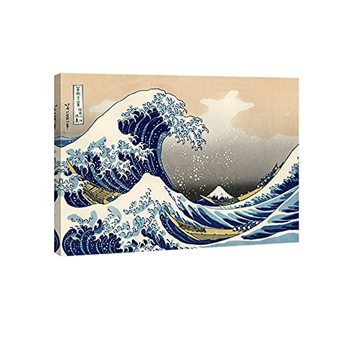 Wieco Art Canvas Prints Wall Art Ocean Beach Picture Paintings for Home Office Decorations Wall Decor Great Wave of Kanaga...