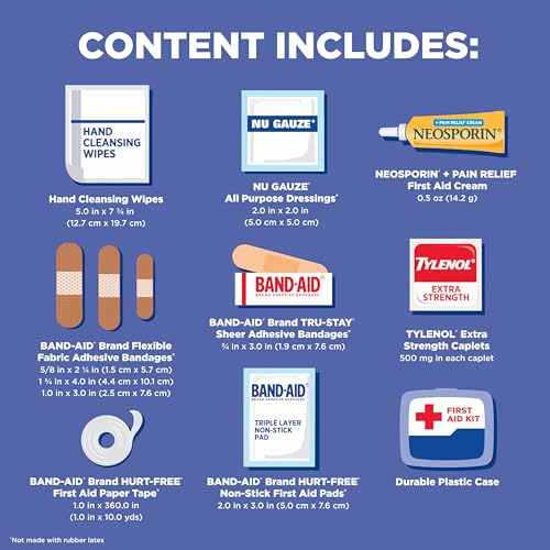 BAND-AID Brand Travel Ready Portable Emergency First Aid Kit for Minor Wound Care, Perfect for Home, Car, Travel, Camping ...