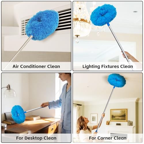 DRQ Ceiling Fan Cleaner Duster, Reusable Microfiber Duster with Extension Pole, 13 to 48 Inch Fan Blade Cleaner, Removable...