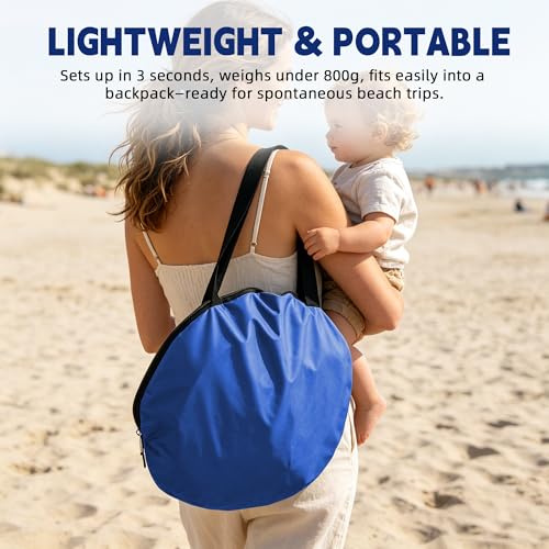 NARMAY Camping Tent, Pop Up Beach Tent, Portable Sun Shelter for 1-2 Person with UPF 50+ UV Protection - Blue