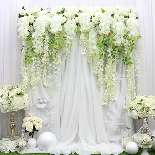 WONICE Artificial Wisteria Hanging Flowers Fake Wisteria Flower Garland Silk Vines Rattan Decor for Home Wedding Arch Wall...