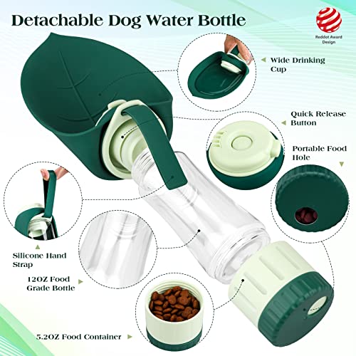 TIOVERY Upgraded Dog Water Bottle, Portable Dog Cat Puppy Pet Water Dispenser Feeder with Drinking Cup and Food Container ...