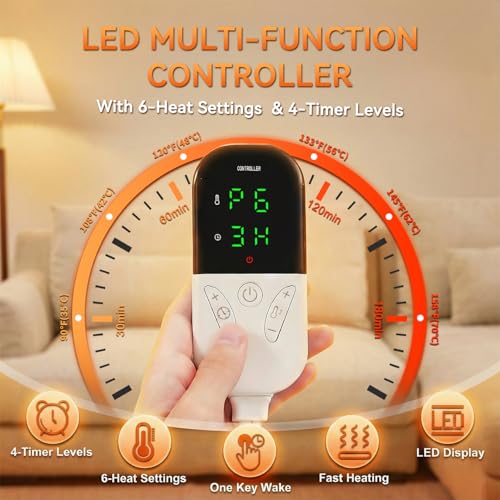 King Size Heating Pad for Back 32"x24" Extra Large Electric Heating Pad for Body Neck Shoulder Auto Shut Off Heat Pad Temp...