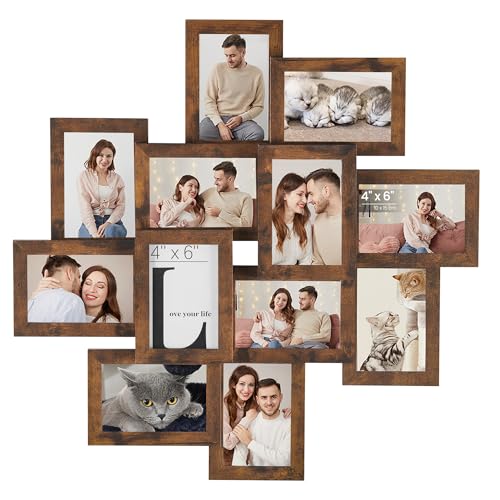 SONGMICS 4x6 Picture Frames Collage Wall Decor, 12-Pack Photo Collage Frame, Multi Picture Frame Set with Glass Front, Ass...