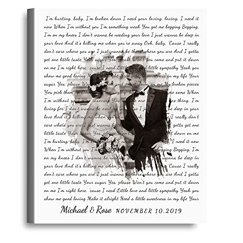 Personalized Music Lyrics Song Canvas/Photo Unframed/Framed Prints Heart in Heart Names Date Upload Photo on Prints Annive...