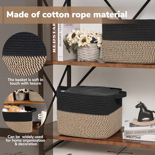 Goodpick Cube Storage Bins - Towel, Book, Cloth, Shoes, Closet Shelf Woven Baskets for Office, Baby Laundry, Toys, 13''x1...