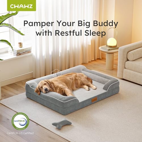 CWAWZ Extra Large Dog Bed, Orthopedic Dog Bed with Cooling Gel Memory Foam, Waterproof XL Pet Bed with Removable Washable ...