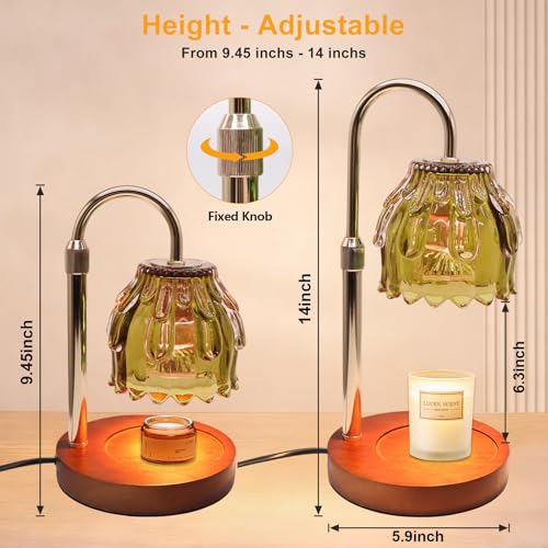 Candle Warmer Lamp with Timer and Dimmer 4-Level Dimmable Flower Light Heat Lamp for Jar Candles Adjustable Height Modern ...