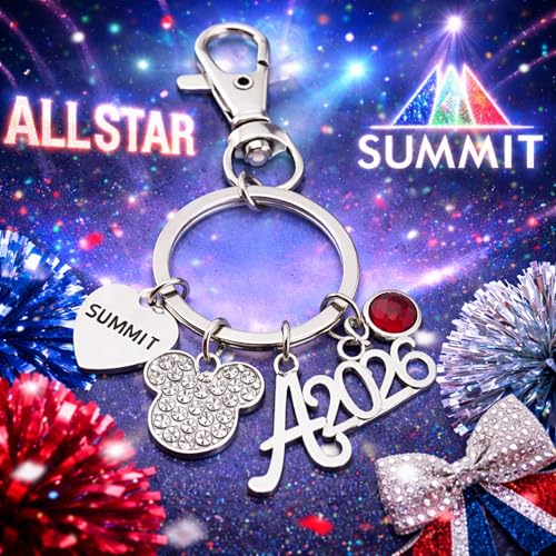 Infinity Collection 2026 Cheerleading Summit Keychain Gift, Cheerleader Keychain with Initial Charm and Birthstone, Cheer ...