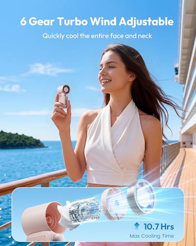 Gaiatop Portable Handheld Mini Fan, 6 Speeds 16900 RPM High Velocity Personal Fan with LED Display, USB Rechargeable, Mini...