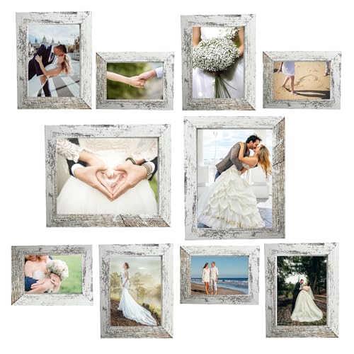 xnlkros Picture Frame Set 10 pack, Farmhouse Photo Frames, Gallery Wall Frame Collage, 8x10 5x7 4x6 Frames in 3 Different ...