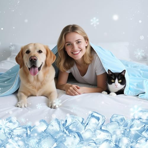 Tivray Premium Cooling Dog Blanket, Q-MAX>0.4 Cooling Blanket for Dogs, Washable Lightweight Summer Quilt for Pets and Hum...