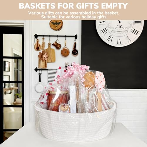 CHICVITA Small Basket for Gifts, Easter Basket for Kids, Empty Gift Baskets with Bags & Ribbons Rope Storage Baskets for K...