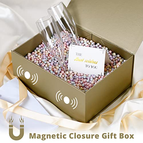 MOYEUPAC Glod Gift Box,9" X 7" X 4" with Lids for Presents Magnetic Closure Gift Packaging for Christmas,Thanksgiving, Bir...