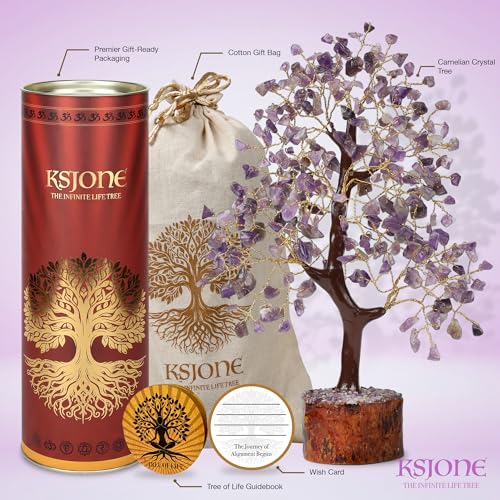 KSJONE Amethyst Crystal Tree of Life Handmade Feng Shui Bonsai Crystal Healing Money Tree | Boho Decor | Home Decor Trees ...