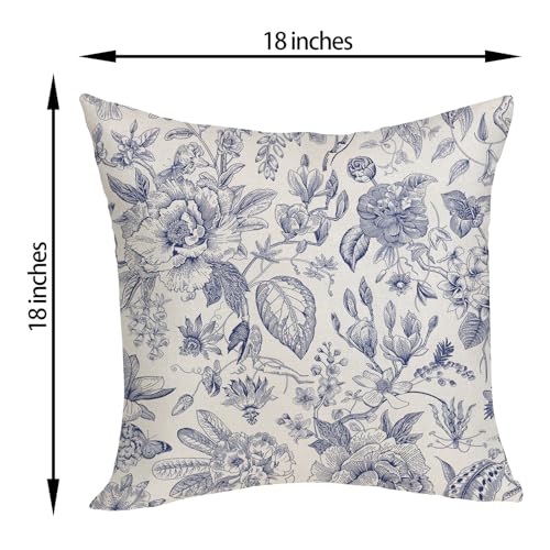 OFIRD Spring Pillow Covers 18x18 Pack of 2 Navy Blue Floral Throw Pillow Covers Outdoor Decoration Summer Flower Pillowcas...