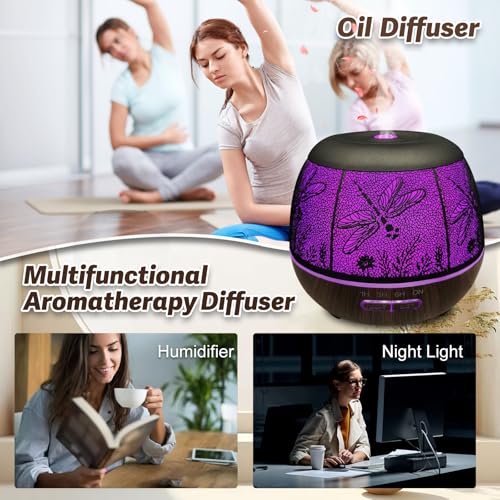 Roonbo Diffusers for Essential Oils Large Room 400ml,Essential Oil Diffuser for Home with R/C,Cool Mist Humidifiers for Be...