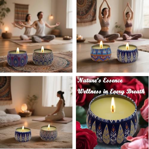 Scented Candles Gift Set for Women - 4 Pack Aromatherapy Candles with 8% Essential Oils, 120H Burn Time, Stress Relief & R...